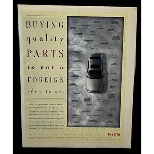 Toyota Print Ad Vintage 90s Made in America Autos Cars Avalon